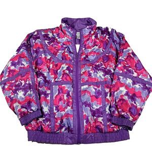 Lavon Vintage 90s Lined Windbreaker Pink Purple Shiny L Maximalist Colorful